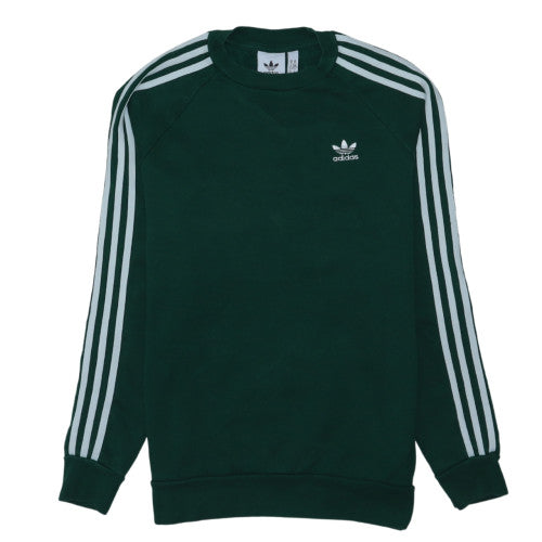 Adidas Mens Green XS Crew Neck Sweatshirt with Logo Stripe Design