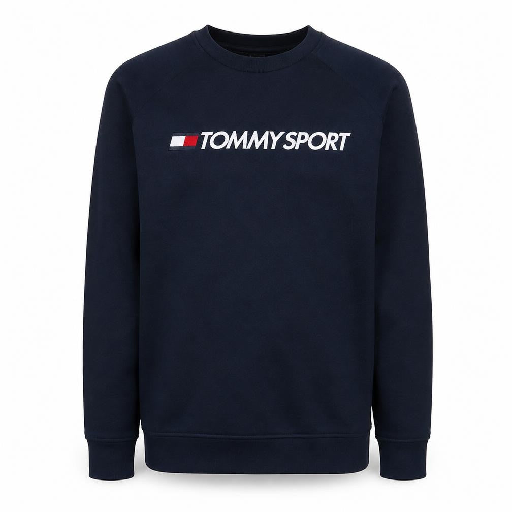 Front view of Tommy Sport Men's Blue Regular Fit Crew Neck Sweatshirt M