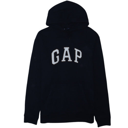 GAP Mens Black Logo Pullover Hoodie Size M Fleece Sweatshirt