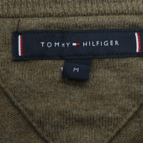 Tommy Hilfiger Men's Brown V-Neck Cotton Wool Jumper Size M