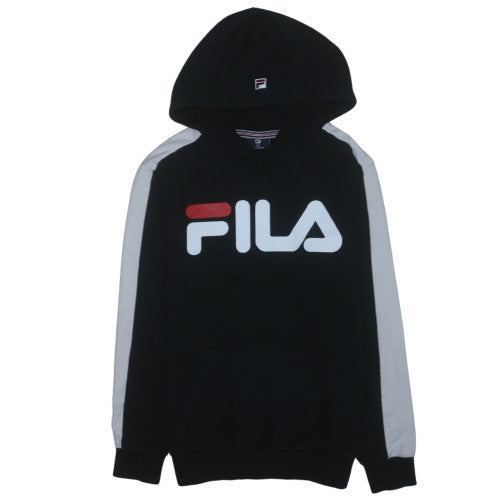 FILA Womens XS Black Pullover Hoodie with Logo Design