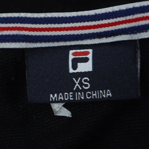 FILA Womens XS Black Pullover Hoodie with Logo Design