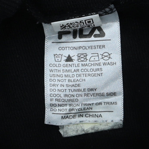 FILA Womens XS Black Pullover Hoodie with Logo Design