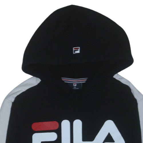 FILA Womens XS Black Pullover Hoodie with Logo Design