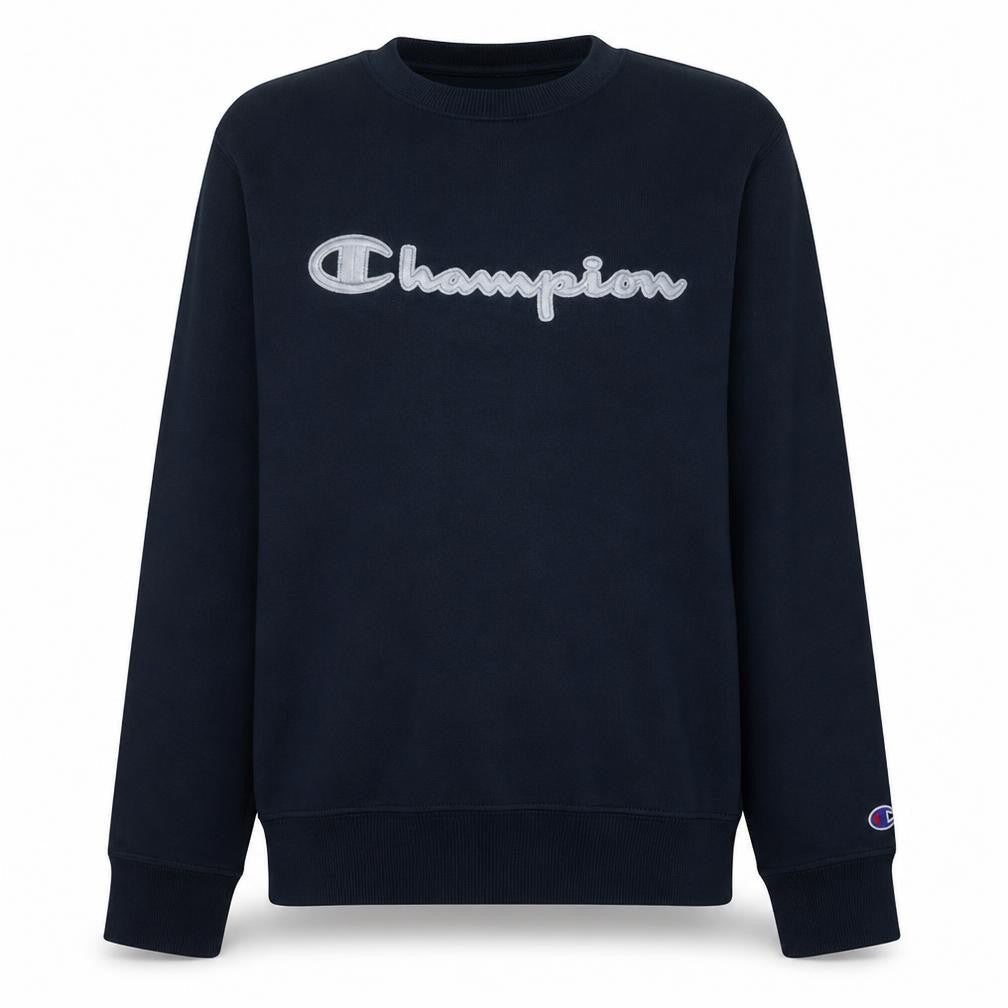 Front view of Champion Men's Black XL Pullover Embroidered Crew Neck Sweatshirt