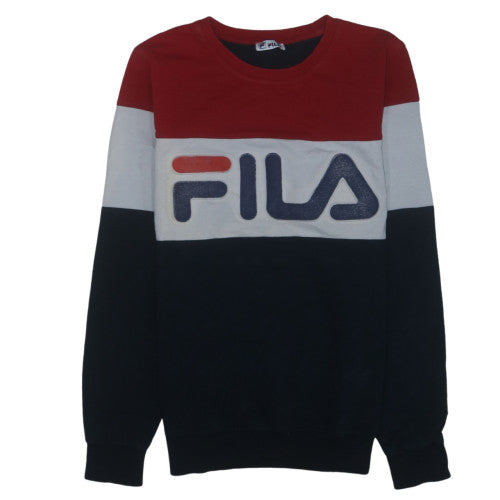 Fila Womens Red White Blue Colourblock Pullover Sweatshirt M