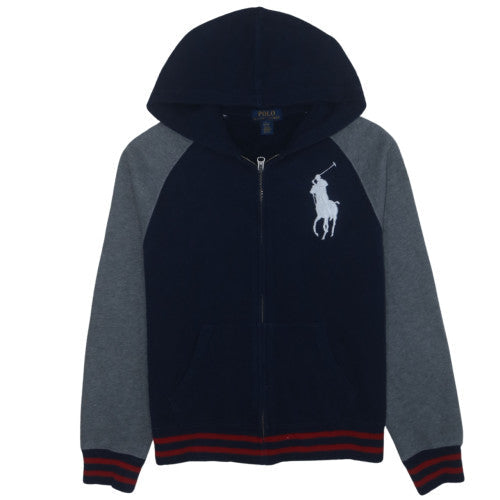 Ralph Lauren Boys Blue Full Zip Hoodie Size 14-16 Years Cotton Blend