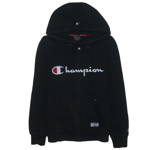 Champion Men's Black Full Zip Hoodie Small Embroidered Logo