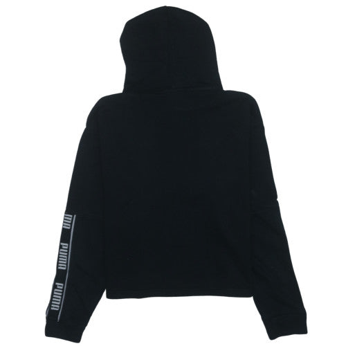 PUMA Womens Black L Pullover Hoodie Logo Print Cotton Blend