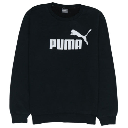 Puma Men's Black Logo Crew Neck Sweatshirt L Regular Fit