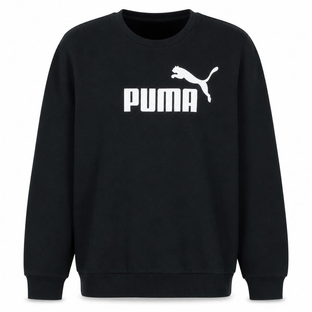Front view of Puma Men's Black Logo Crew Neck Sweatshirt L Regular Fit