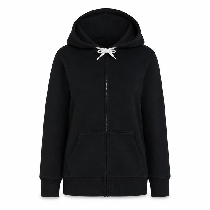 Gap Women Black M Full Zip Hoodie Cotton Blend Zip Pockets Casual