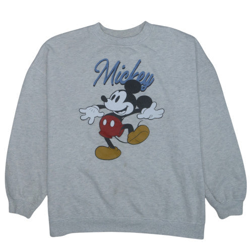 Disney Women Grey Mickey Sweatshirt Size 16 Pullover Crew Neck