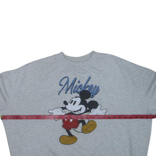Disney Women Grey Mickey Sweatshirt Size 16 Pullover Crew Neck