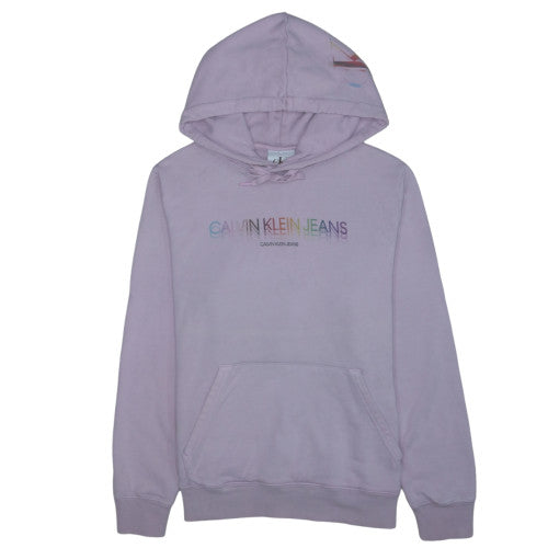 Calvin Klein Jeans Womens Lilac Hoodie L 100% Cotton Pullover