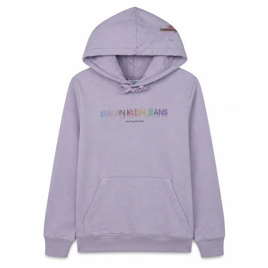 Front view of Calvin Klein Jeans women’s lilac hoodie l 100% cotton pullover