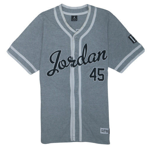 Jordan Men’s Grey Short Sleeve Button Sweatshirt L Sports Style