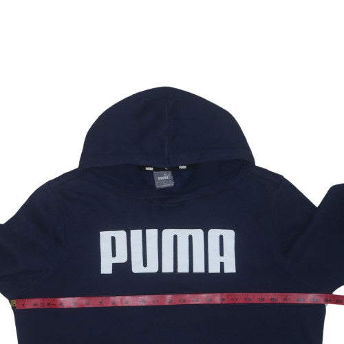 Puma Mens Blue Pullover Hoodie Large Logo Sports Fleece