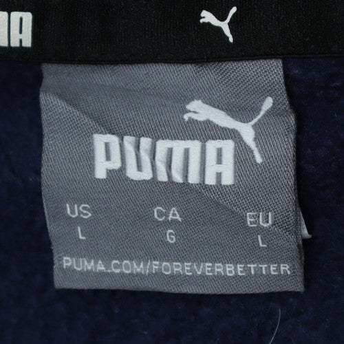 Puma Mens Blue Pullover Hoodie Large Logo Sports Fleece