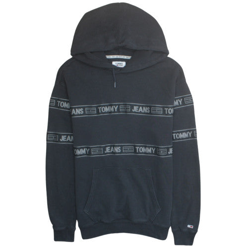 Tommy Jeans Men's Black Small Pullover Hoodie Cotton Logo Casual