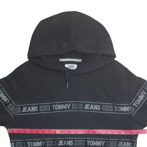 Tommy Jeans Men's Black Small Pullover Hoodie Cotton Logo Casual