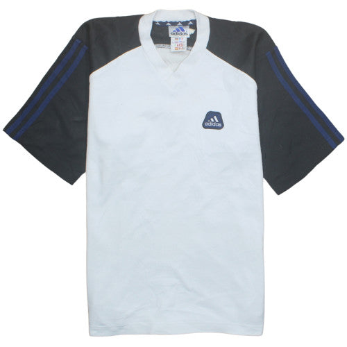 Adidas Boys XS White Retro V-Neck Sports T-Shirt