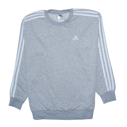 Adidas Women Grey Crew Neck Long Sleeve Pullover Sweatshirt S 8-10