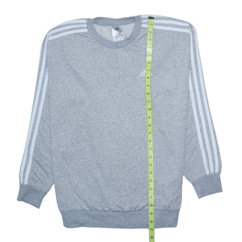 Adidas Women Grey Crew Neck Long Sleeve Pullover Sweatshirt S 8-10