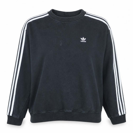Front view of Adidas Women Black, size 12, Crew Neck Pullover Sweatshirt