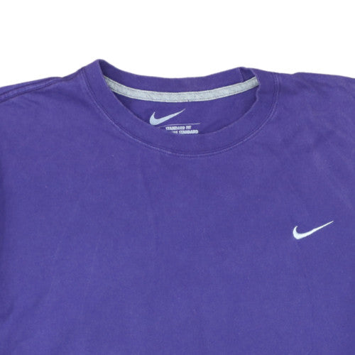 Nike Men's Purple 2XL Classic Crew Neck Embroidered T-Shirt