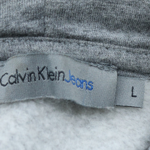 Calvin Klein Jeans Women Grey Full Zip Hoodie L Cotton Logo Casual