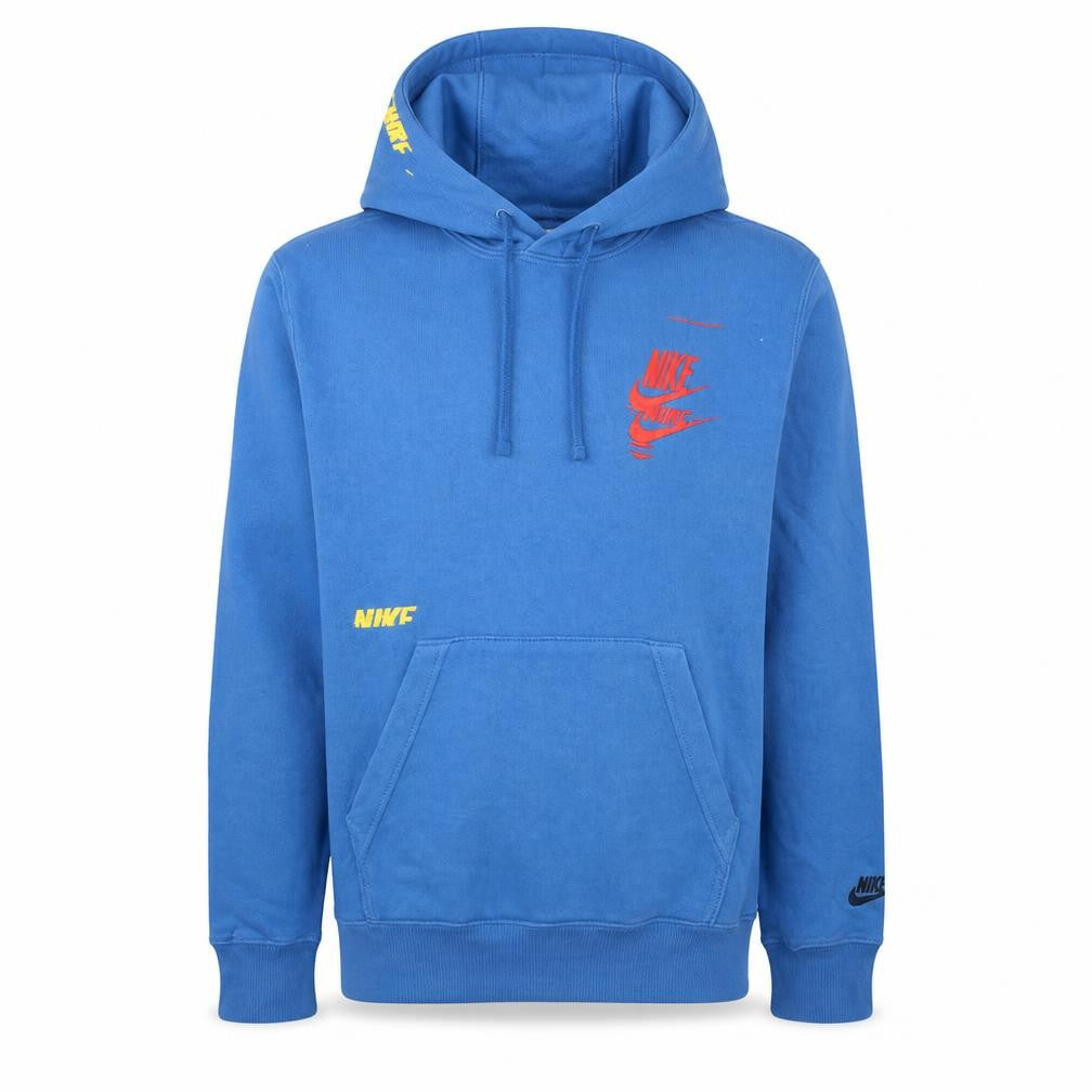 Front view of Nike Men's Blue Pullover Hoodie XS Graphic Logo Fleece Sweatshirt