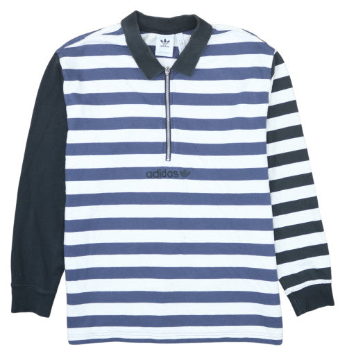Adidas Mens Blue Striped Collared 1/2 Zip Sweatshirt Size L