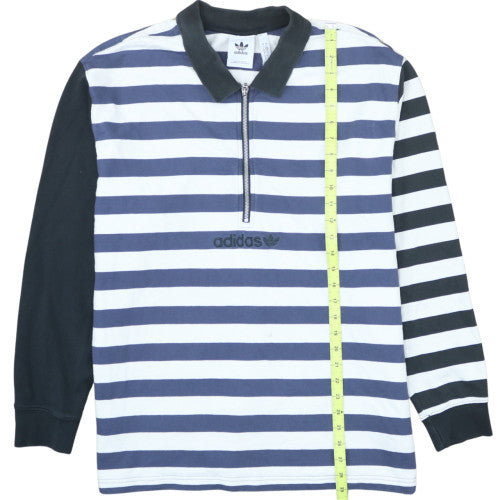 Adidas Mens Blue Striped Collared 1/2 Zip Sweatshirt Size L