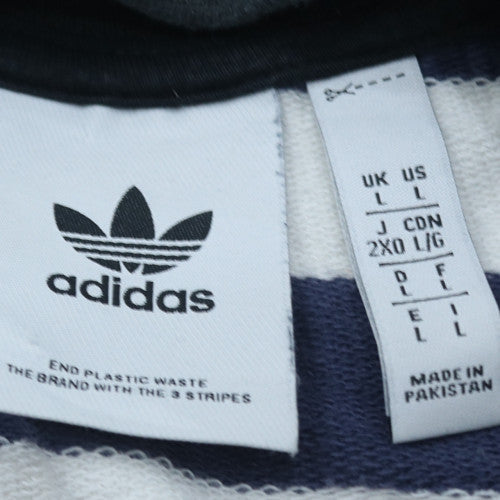 Adidas Mens Blue Striped Collared 1/2 Zip Sweatshirt Size L