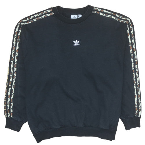 Adidas Women’s Black Animal Print Trim Sweatshirt UK 8