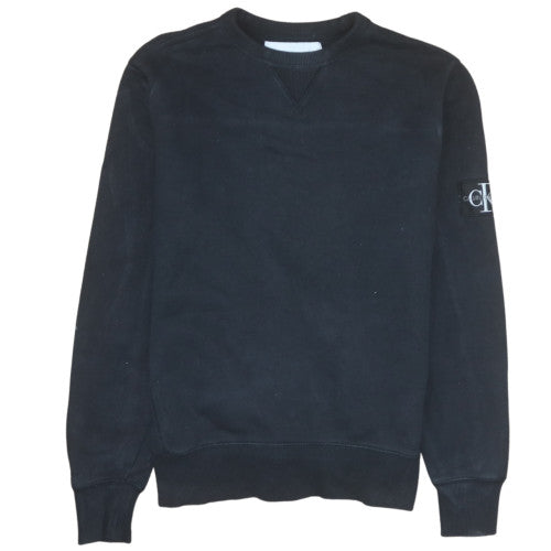 Calvin Klein Jeans Men Black Small Crew Neck Cotton Sweatshirt