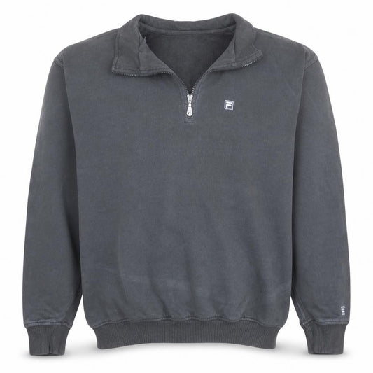 Front view of Fila Men's Black XL 1/2 Zip Fleece Sweatshirt