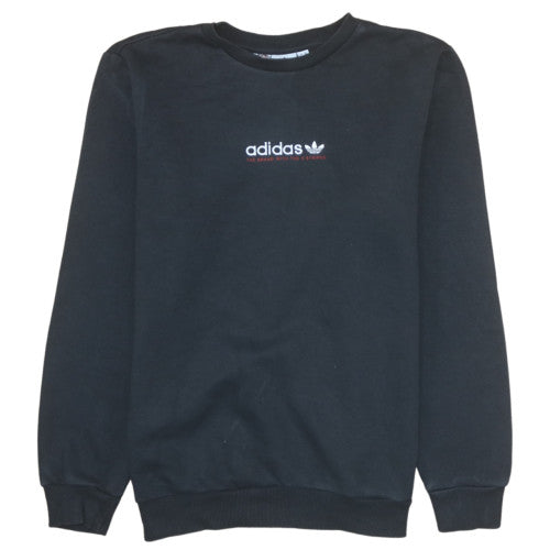Adidas Boys Black Pullover Crew Neck Fleece Sweatshirt 16 Years