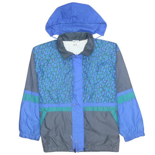 Marcel Clair Mens Blue XL 90s Windbreaker Jacket Hooded Retro Nylon