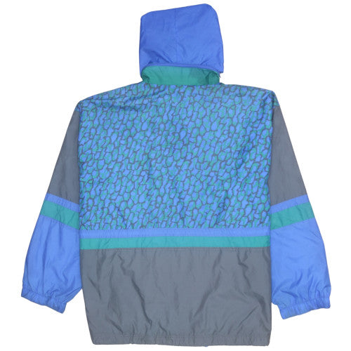 Marcel Clair Mens Blue XL 90s Windbreaker Jacket Hooded Retro Nylon