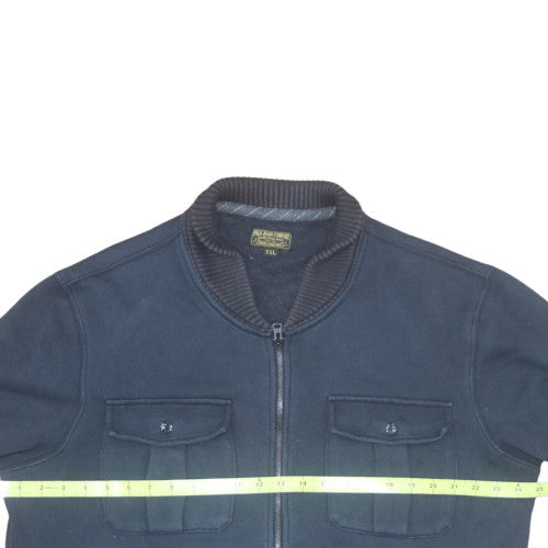 Ralph Lauren Men’s Blue Full Zip Sweatshirt 2XL Logo Heavyweight Cotton