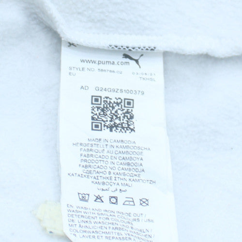 Puma Women White Pullover Hoodie Medium Logo Hooded Sweatshirt