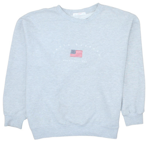 Supré Women Grey Pullover Sweatshirt L/XL Santa Barbara USA Flag Design