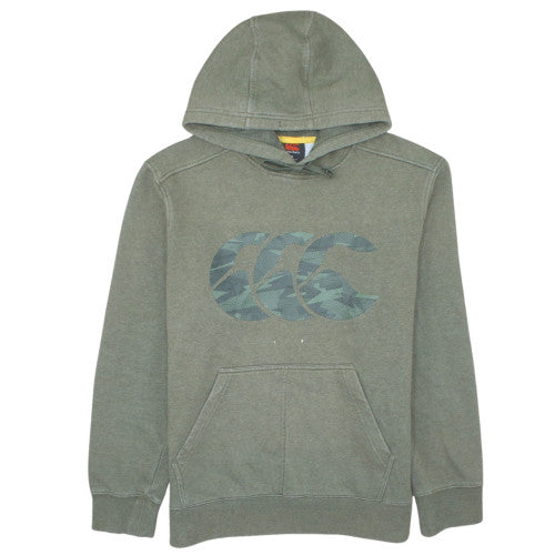 Canterbury Men Green Pullover Hoodie M Fleece Sports Logo Rugby
