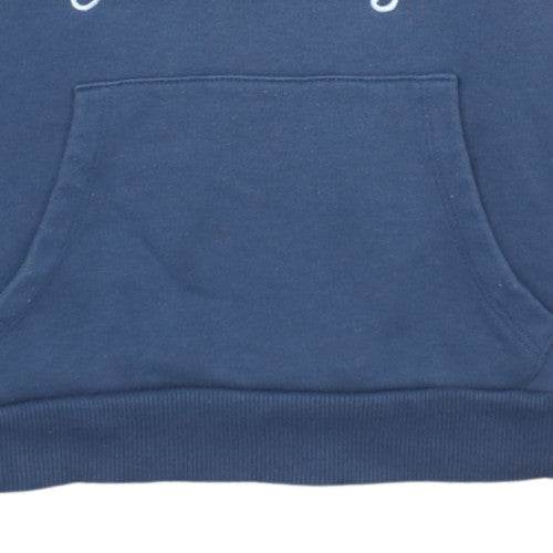Tommy Jeans Women's Blue XS Pullover Hoodie Cotton Blend Logo Sweatshirt