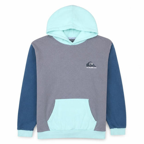Quiksilver Boys Blue Grey Pullover Hoodie Size L Cotton Blend