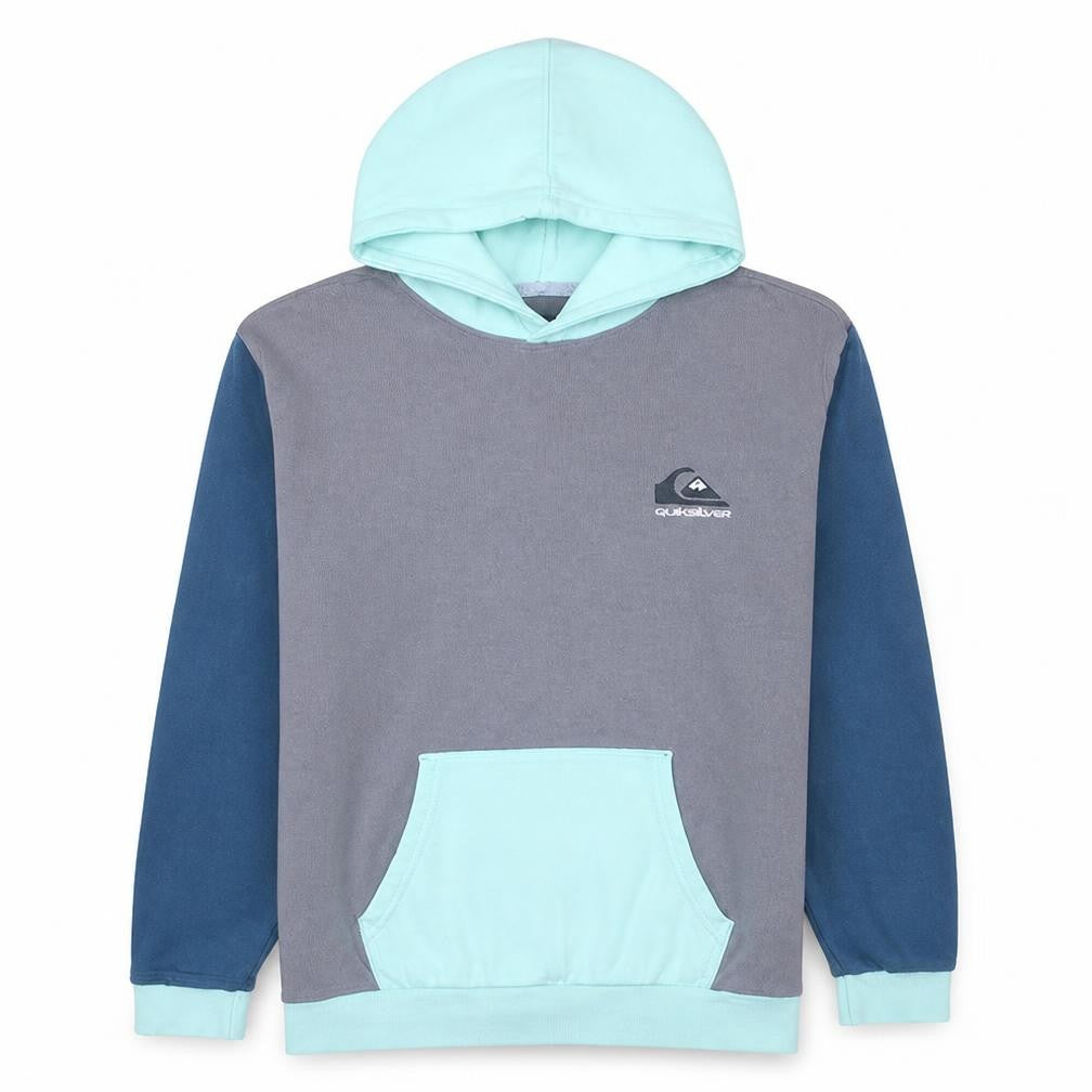 Quiksilver Boys Blue Grey Pullover Hoodie Size L Cotton Blend