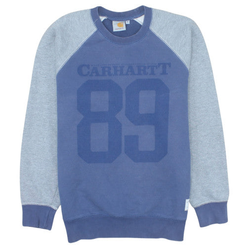 Carhartt Men’s Blue Crew Neck Pullover Logo Sweatshirt M