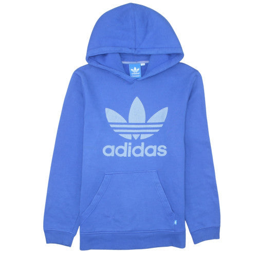 Adidas Men Blue Pullover Hoodie Fleece Graphic Logo Size S